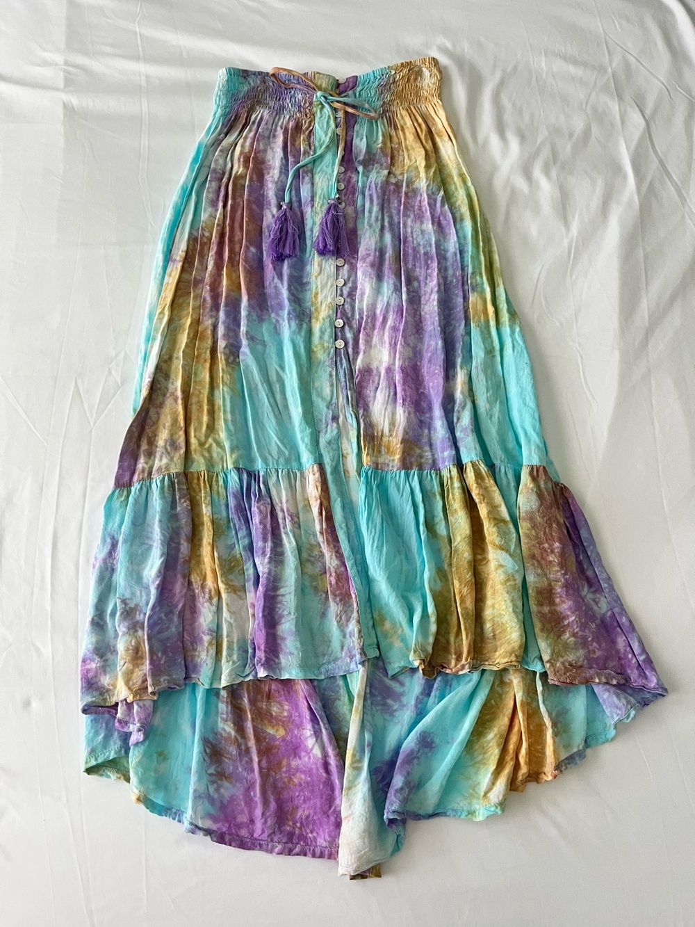 Wilde Bella Hand-Dyed Rayon High-Low Maxi Skirt - M/L